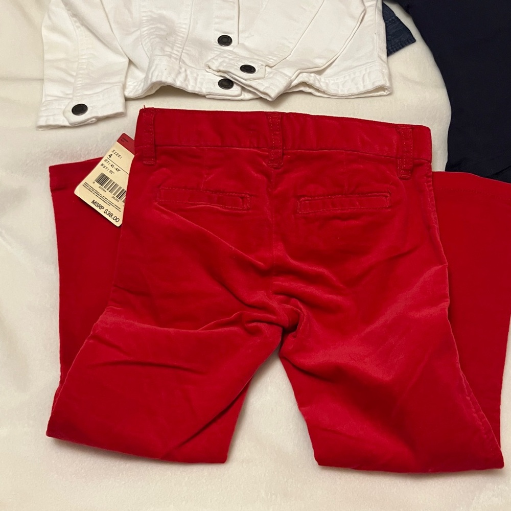 4T Girls bundle NWT Gymboree long sleeve Jean shirt, + red Oshkosh velvet pants+ - Picture 14 of 16